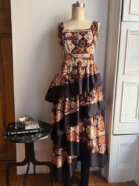 Anthropologie Square-Neck Tiered Midi Dress
